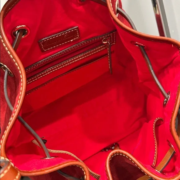 Dooney & Bourke Burnt Orange Suede Bucket Bag, Red Interior - Picture 10 of 12